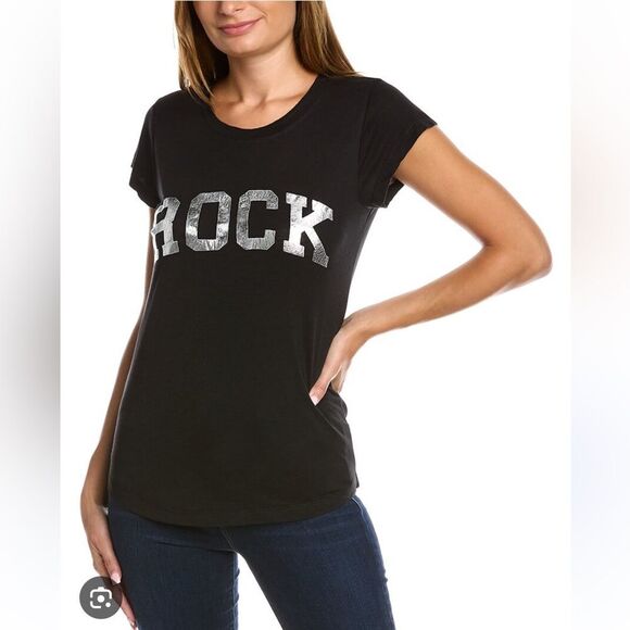 Zadig & Voltaire Silver foil black tee NWT. XS - Picture 1 of 3